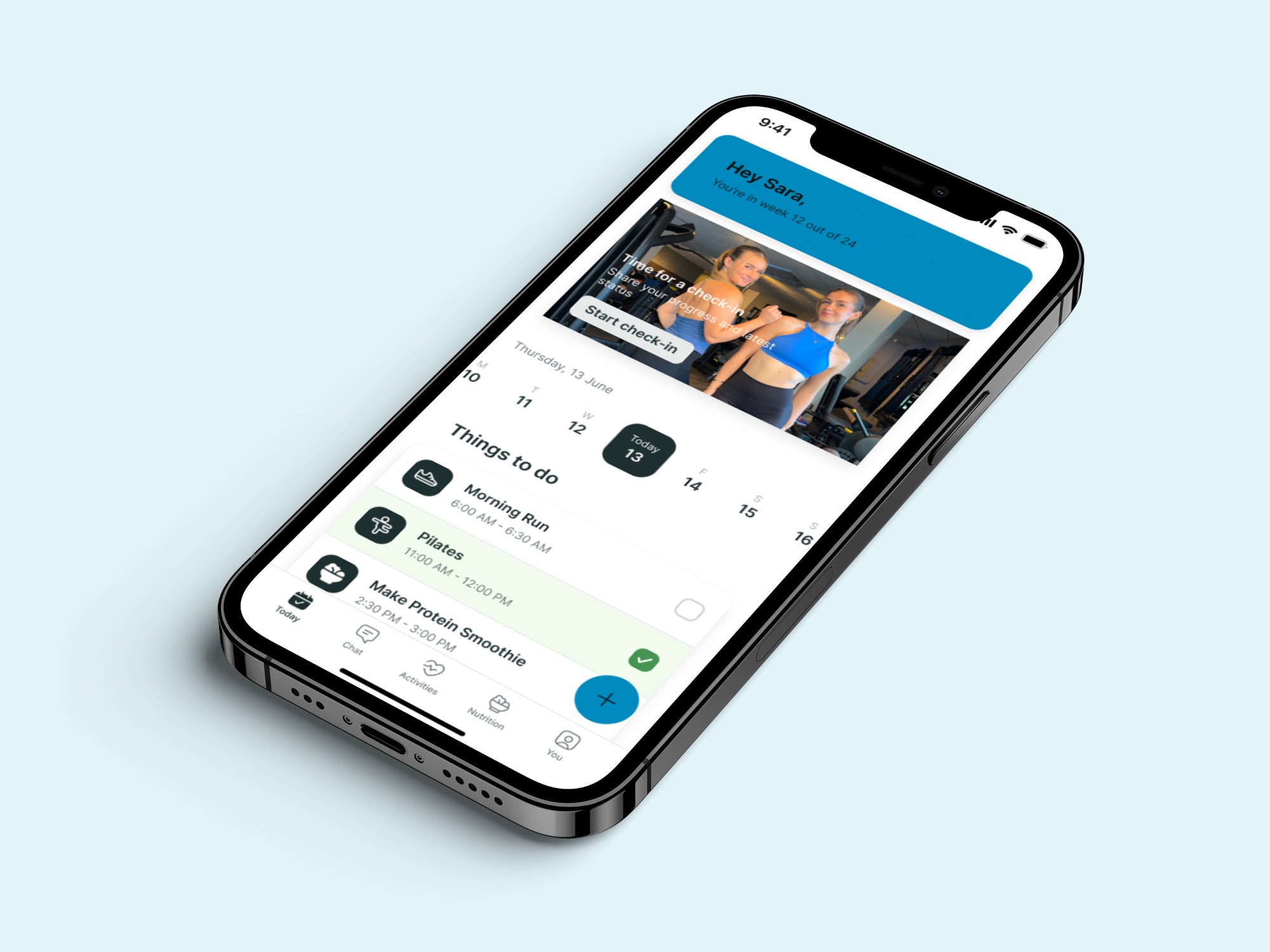 A mockup of the coaching app showcasing the features.